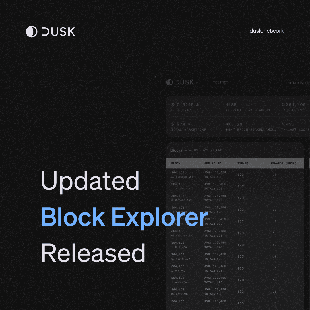 Dusk releases updated block explorer • Dusk