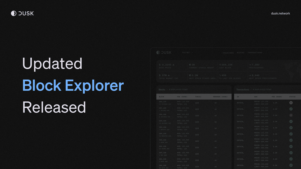 Dusk releases an updated block explorer